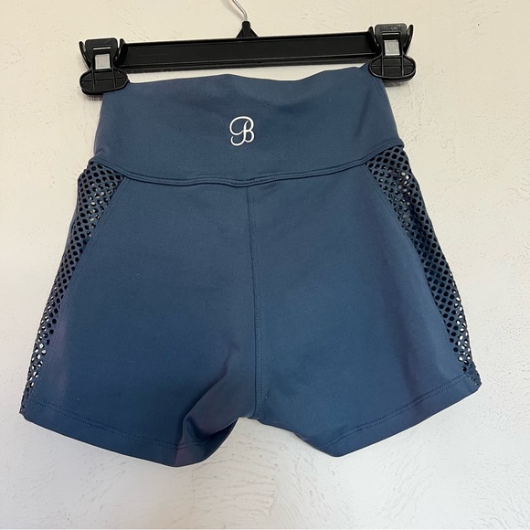 Bombshell Sportswear Blue Athletic Shorts with Mesh Panels - Picture 2 of 4